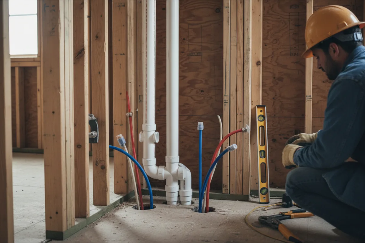 Drain and supply rough-in during Drain Cleaning in Edgard